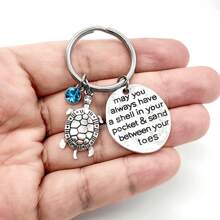 1 pièce Porte-clés tortue de mer pour femmes et hommes, porte-clés avec pierre de naissance, accessoires tortue, bijoux de fête, cadeaux d'anniversaire pour elle, accessoires de voiture, charm de sac à dos pour l'école
