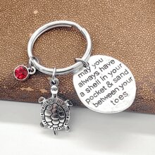 1 pièce Porte-clés tortue de mer pour femmes et hommes, porte-clés avec pierre de naissance, accessoires tortue, bijoux de fête, cadeaux d'anniversaire pour elle, accessoires de voiture, charm de sac à dos pour l'école