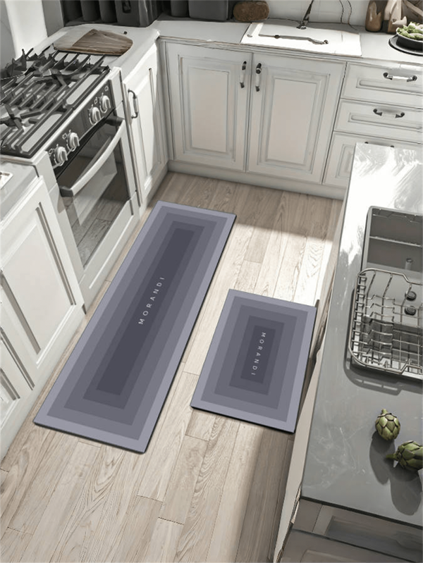 1 pieza Alfombra de piso de cocina minimalista de degradado azul, alfombra de piso de silicona antideslizante y absorbente fácil de limpiar, adecuada para todas las estaciones, decoración del hogar, baño, entrada.
