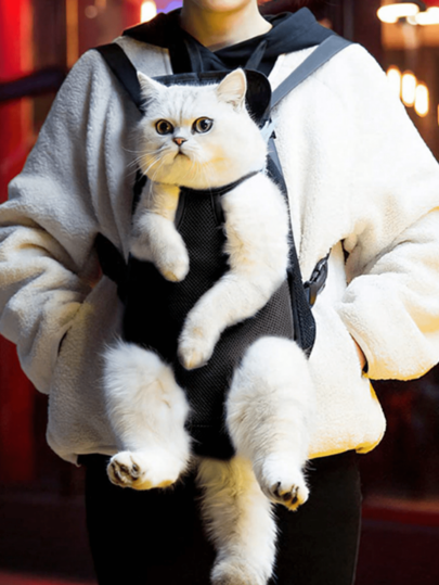 Mochila para transporte de cães de estimação, bolsa de viagem ajustável de malha para cães pequenos e gatos, bolsa portátil para transporte de cães e suprimentos, 1 peça