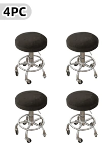 带松紧带的弹力沙发套，可洗靠垫保护套，适用于厨房、餐厅、家居装饰 - 适用于标准吧台凳和圆形座椅、厨房柜台凳，经典圆形设计，仿羊毛质感圆形凳子套 11.8-15.7 英寸/30-40 厘米吧台凳套天鹅绒，圆形滚动椅套，适用于带轮凳子 - 彩色 - 查看 12