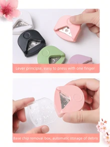 1pc Multi-Color Corner Cutter: Perfect Corner Rounder For Photos And Cards, DIY Corner Cutting Tool With R4 Radius - Corner Rounding Tool For Crafts, Photos, Paper And Cards - Square And Pointed Round Edge Trimmer - School And Office Supplies