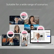 1PC White/Pink/Blue/Black Portable LED Selfie Ring Light With USB Charging, 3 Lighting Modes, Portable Lighting, Photo Beauty Halo Light, Live Clip Light Selfie Light, Suitable For Live Streaming, Video Conference Lighting, Photography And Video, Charming Gift, Nail Trimming, Eyelash Extension, Tattoo And Skin Care, Touch Button Control, Desktop Beauty Fill Light 150mAH