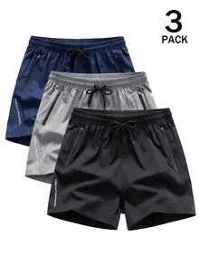 3 pièces Shorts amples et décontractés pour hommes, convenant aux sports d'extérieur, design minimaliste, été - Multicolore - Voir 7
