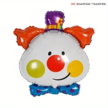 1 pieza Globos de cumpleaños, globos con tema de circo, payasos de pie grandes, planetas a rayas, globos de película de aluminio con animales, decoraciones de escena de cumpleaños, arreglos de escena de fiesta sorpresa, carnavales, productos de decoración navideña - Multicolor - Ver 9