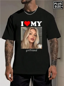 Spersonalizowany T-shirt męski z krótkim rękawem w dużym rozmiarze (do 6XL) w stylu Boyfriend, personalizowany za pomocą własnego zdjęcia. Możliwość personalizacji T-shirtu do zaprojektowania na imprezę, do zespołu, dla pary, do pracy, dla rodziny