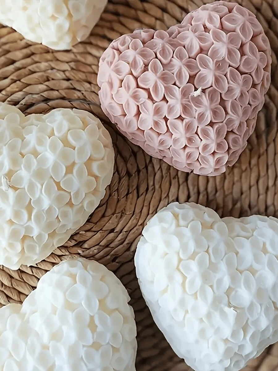 3D 爱心硅胶蜡烛模具，爱与爱元素设计 DIY 手工创意花香香氛奶油树脂香皂制作套装家居礼品 - 用于香薰蜡烛、肥皂、蜡、树脂浇注、手工皂 - 软糖、布丁、巧克力、糖果、软糖、聚合物粘土 - 用于香薰蜡烛、肥皂、蜡、树脂浇注、手工皂 - 软糖、布丁、巧克力、糖果、软糖、聚合物粘土、复杂婚纱设计、婚礼装饰 - 白色 - 查看 1