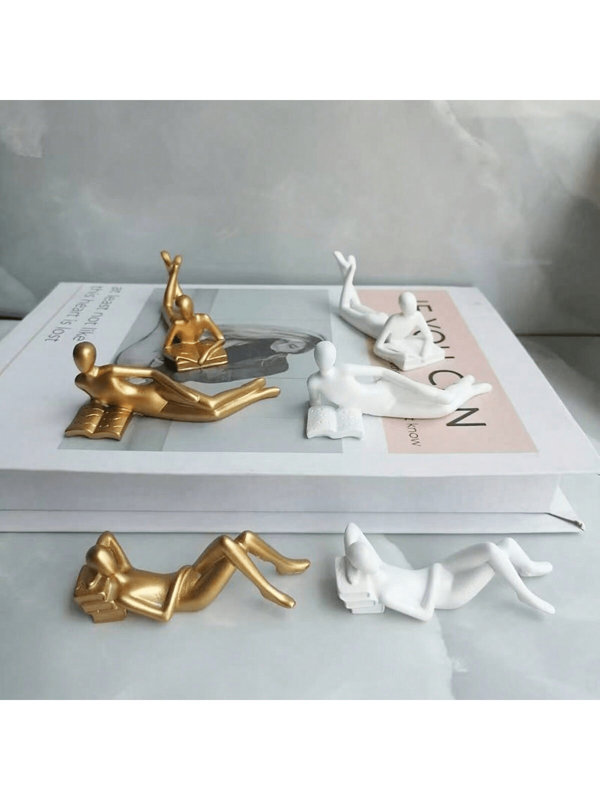 3pcs Abstract Human Figure Mini Sculpture Set, Resin Desk Art/Minimalist Creative Decor Ornament For TV Stand, Desk, Living Room, Coffee Table, Wine Cabinet, Entryway, High-End Artistic Unique Silver Figurine, Home Decor