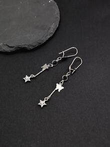 1 对时尚休闲经典百搭通勤精致优雅蝴蝶和星星女士耳钉 - 銀色 - 查看 7