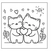 (Eine aufgewertete Deluxe-Version, verstärktes Papier 22 Seiten, 20 * 20 cm) Valentinstag Katzen Malbuch, Aquarellpapier, einzigartiger Umschlag, bequemer Malraum, geeignet für Erwachsene zum entspannten Malen | Valentinstag, Neujahr, Geburtstage und Partys - das perfekte Geschenk für alle Arten von Festen, geeignet für Freunde, Familie und Kollegen, Bücher, Schule, Schulbedarf