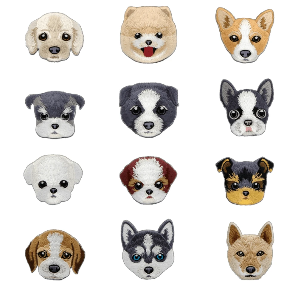 1 Peça Diversos Remendos Bordados Criativos de Moda em Estilo Cartoon, Acessórios de Aplicação a Ferro com Cabeça de Cachorro, Decorações DIY para Roupas, Adesivos - como foto - Visão 1