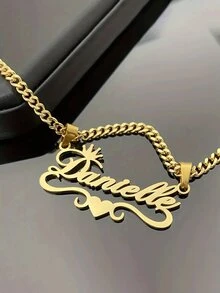 定制不锈钢链项链吊坠 - 个性化珠宝，4 种款式可选（1-4），嘻哈/韩式风格设计，适合日常佩戴和派对，完美的节日礼物，多功能，装饰性强，字母图案，时尚，现代，色彩缤纷，可爱，休闲，可定制，个性化，独特，送给他的理想礼物，送给她的理想礼物，送给儿子的礼物，送给女儿的礼物 - 彩色 - 查看 2