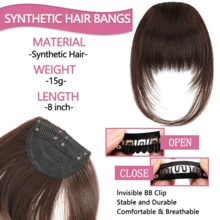 Clip In Bangs Synthetic Hair Wispy Bangs Hair Clip Fake Bang Fringe With Temples Hairpieces For Women Daily Wear - Multicolor - View 3