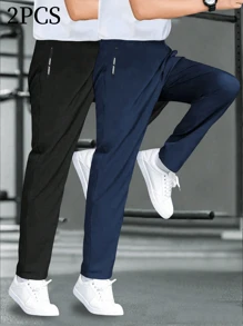 2pcs Teen Boys Breathable Mesh Casual Pants, Stylish & Versatile For Exercise, Sports, Outdoor, Spring/Summer - Black - View 1