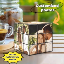 1pc Customized Photo Cube, Personalized With Wedding/Graduation Photos, 3x3x3 Can Customize Up To 6 Photos, Personalized Photo Puzzle Cube, 3D Rotatable Cube, Photo Puzzle Gift, Make A Special And Unique Gift For Your Loved Ones