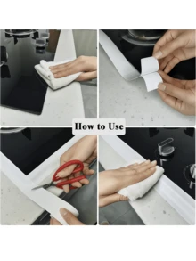 1 rulle mögelbeständig tätningstejp, självhäftande tätningslist, tillverkad av PVC-material med självhäftande baksida, lämplig för badkar, toalett, kökshandfat, väggtätning