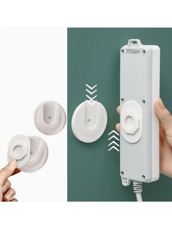 1pc, Self-Adhesive Punch-Free Socket Holder, Self-Adhesive Socket Holder, Power Board Holder, Wall Mounted Cable Management - Space Saving, Easy To Install, Suitable For Bedroom, Living Room, Kitchen
