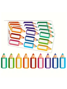 90pcs Colorful Pencil Shaped Name Tag Stickers - Student Desk Pencil Name Label Stickers, Item Recording Stickers, Self-Adhesive Markers, Suitable For Teachers Supplies, Back To School Stationery, School Supplies - Multicolor - View 7