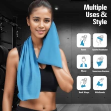 2pcs Absorbent Towels (24" X 12"), Microfiber Cooling Towels - Soft Breathable Gym Towels For Sports, Yoga, Workout, Silicone Case Set, Travel Microfiber Towels, Bath Towels, Beach Towels, Beach Essentials, Pool Accessories, Swimming, Camping, Sweat Towels, Quick Dry Lightweight Neck Wrap (Random Color) - Multicolor - View 2