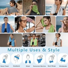 2pcs Absorbent Towels (24" X 12"), Microfiber Cooling Towels - Soft Breathable Gym Towels For Sports, Yoga, Workout, Silicone Case Set, Travel Microfiber Towels, Bath Towels, Beach Towels, Beach Essentials, Pool Accessories, Swimming, Camping, Sweat Towels, Quick Dry Lightweight Neck Wrap (Random Color) - Multicolor - View 8