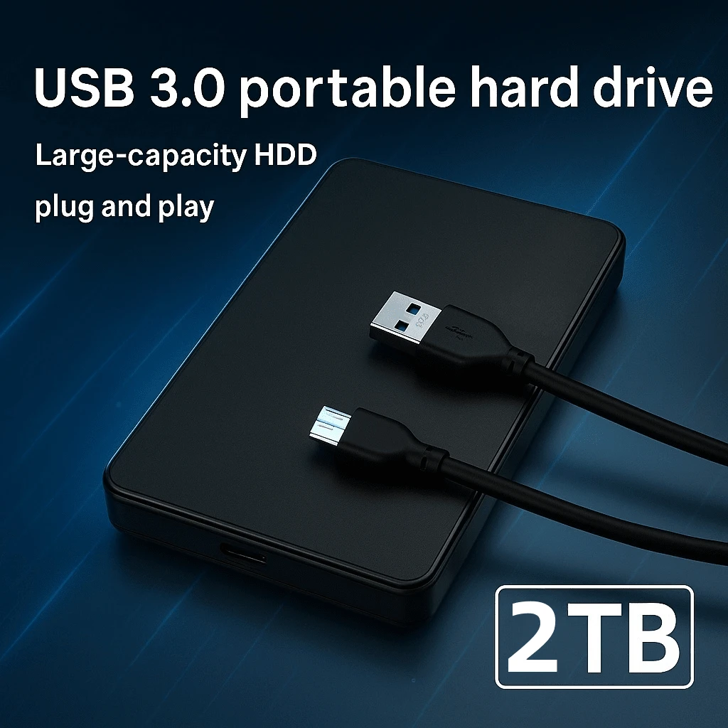 2TB High Speed Portable Portable Hard Drive, High Capacity High Speed Mobile Hard Drive, Portable 2TB, Minimalist Design, Reliable Storage, For Gamers, Students, Professionals, Compatible Model, (USB 3.0) - 2TB - Xem 1