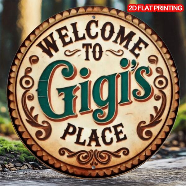 1pc Vintage Style Metal "Welcome" Wall Art Sign, 8x8 Inch Round Metal Decor For Home, Kitchen, Cafe, Bar, And Garden - Unique Gift For Gardening And Coffee Lovers, Random Holes On Sides Gifts Birthday Graduation