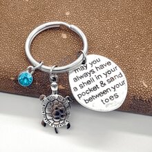 1 pièce Porte-clés tortue de mer pour femmes et hommes, porte-clés avec pierre de naissance, accessoires tortue, bijoux de fête, cadeaux d'anniversaire pour elle, accessoires de voiture, charm de sac à dos pour l'école