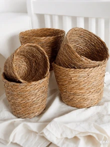 Handmade Woven Embrace Basket, Rustic Floral DIY Flower Arrangement Basket, Boho Multi-Purpose Storage Basket, Natural Water Grass Woven Planter Basket, Floral Pot Basket, Woven Plant Container, Home Indoor Outdoor Tabletop Window Sill Floor Decor
