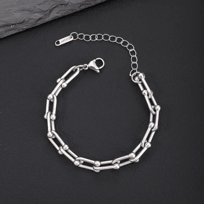 1pc Adjustable U-Shaped Stainless Steel Horse Hoof Chain Bracelet/Necklace For Women