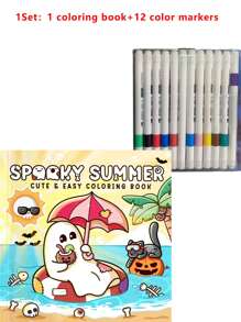 1pc Spaoky Summer :Easy 42 Page Coloring Book For Adults And Teens, Colouring Book Super Cute Designs Of Cozy, Hygge Spaces For Relaxation (Cozy Spaces Coloring) .Back To School A Relaxing Gift For Friends, Couples, And Family