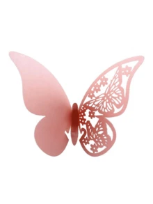 10 件/20 件/50 件蝴蝶纸杯蛋糕衬垫、空心纸杯蛋糕包装纸、座位卡、装饰纸卡、激光切割蝴蝶形，适用于婚礼、派对、礼品盒 - 可爱的派对装饰和宾客回礼 - 粉色 - 查看 1