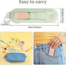 4 Pack Cute Mini Retractable Box Cutters Multi Color Green Blue White Pink Ergonomic Grip Portable Utility Knives Sharp Blades For Cardboard Packages Crafts Scrapbooking Art Painting Office Home Holiday Gifts Christmas Stocking Stuffers Birthday Halloween Envelope Opener - 彩色 - 查看 7