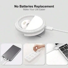 1PC White/Pink/Blue/Black Portable LED Selfie Ring Light With USB Charging, 3 Lighting Modes, Portable Lighting, Photo Beauty Halo Light, Live Clip Light Selfie Light, Suitable For Live Streaming, Video Conference Lighting, Photography And Video, Charming Gift, Nail Trimming, Eyelash Extension, Tattoo And Skin Care, Touch Button Control, Desktop Beauty Fill Light 150mAH