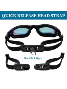 1 Set Adult Swimming Goggles - Fashion High-Definition Cool Waterproof Anti-Fog Swimming Goggles, Plus 1 Pair Waterproof Swimming Earplugs And 1 Swimming Nose Clip, Water Sports Accessories, Beach Essentials, Beach Accessories, Pool Float