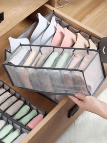 1pc Foldable Storage Bag For Clothes, Underwear, Jeans, Shirts, Closet Organizer Box With Compartment, Grid Design, Home And Bedroom Use Decorations Decor Festival Decor Room Decor Home Decor Bed Room Decor Bedroom, Organizer, Home Storage, White T Shirt Women, Black Pants Women, Ladies Winter Clothes, Dress,