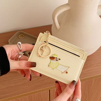 薄荷绿腊肠犬多卡位钱包，小巧便捷，容量大，可个性化定制，女士迷你钱包，小巧钱包，钥匙扣卡包，礼品/圣诞礼物/小饰品