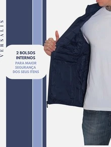 Men's Gominho Jacket Coat Blouse Intense Cold Motorcycle Nylon Bobojaco - Navy Blue - View 5