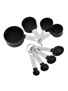 Set de 8 tazas y cucharas de medición, tazas y cucharas apilables, tazas de medida anidadas con mango de acero inoxidable, utensilios de cocina para cocinar y hornear - Multicolor - Ver 18
