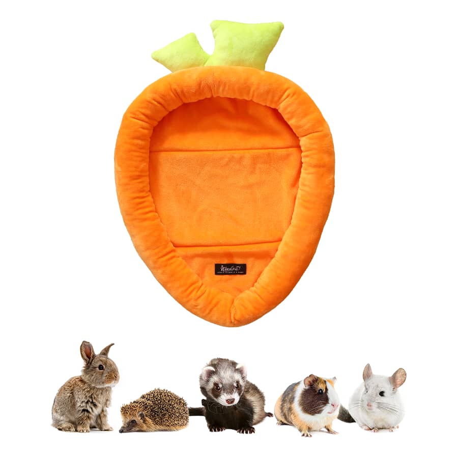 ITANDME Rabbit Bed, Guinea Pig Bed, Guinea Pig Mat, Rabbit Bed Carrot-Shaped, Suitable For Small Animals, Warm & Cozy, Fit For Guinea Pigs, Chipmunks, Squirrels, Hedgehogs And Other Small Pets