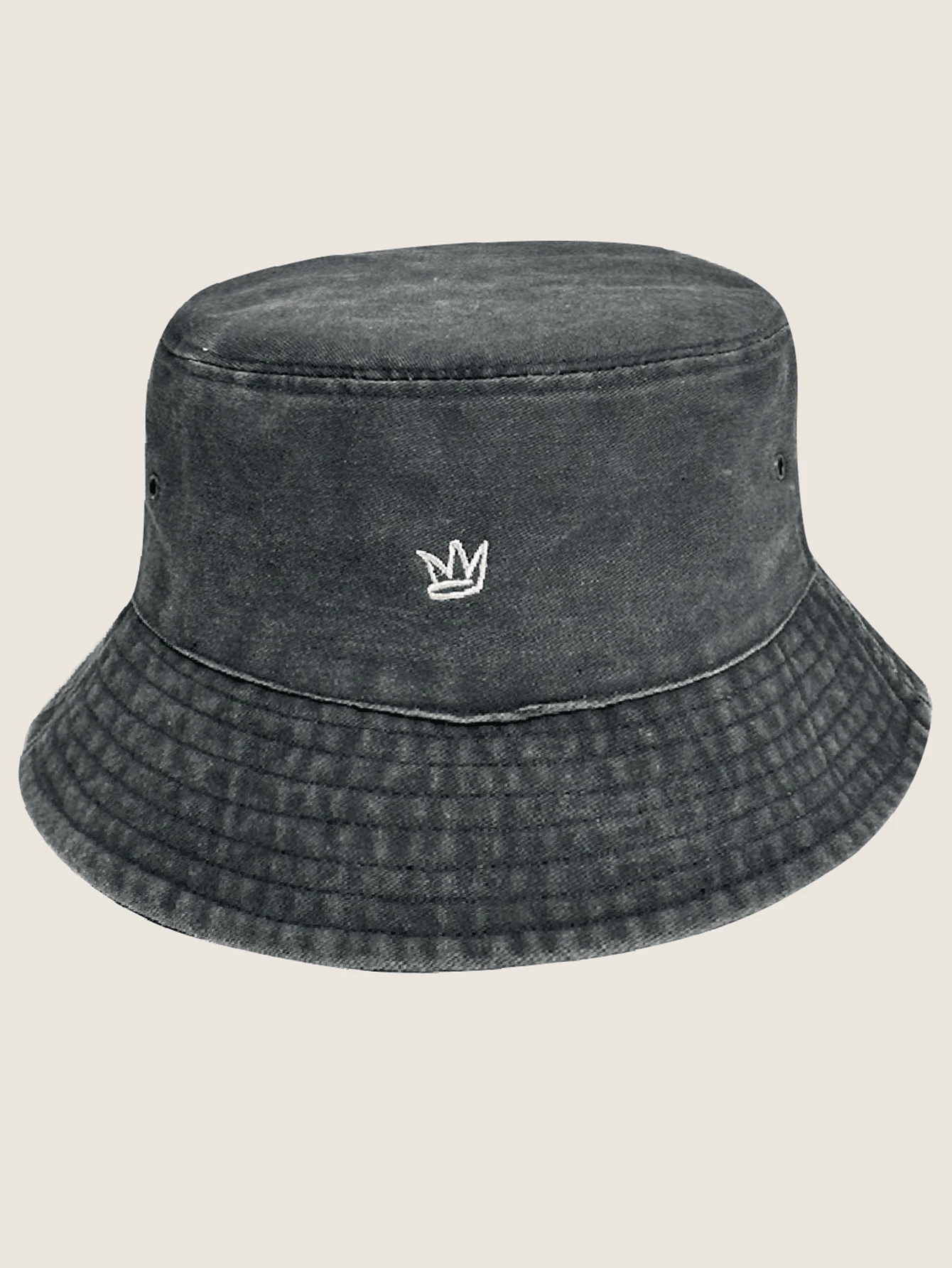 Unisex Spring Summer Crown Embroidery Bucket Hat, Casual Versatile Face-Framing Outdoor Sun Protection Hat - A - View 1