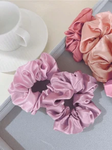 12 Stück rosa Satin Haargummis, elegante Imitat-Seide Haargummis mit hoher Elastizität, Haraccessoires für Frauen