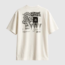 T-Shirt Oversized Round Neck Men's Urban Style Streetwear Printed Shirt - Lumo - Nature