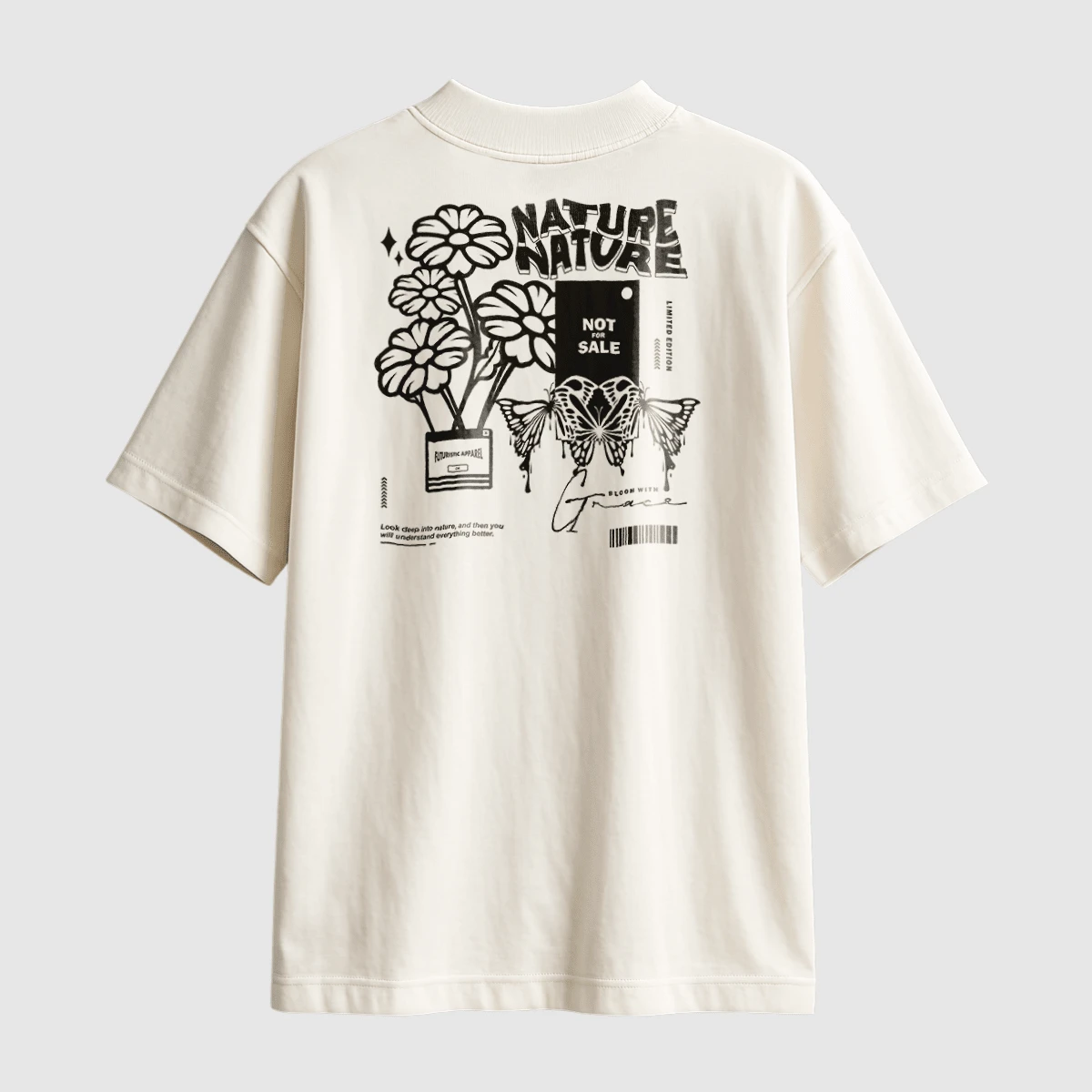 T-Shirt Oversized Round Neck Men's Urban Style Streetwear Printed Shirt - Lumo - Nature