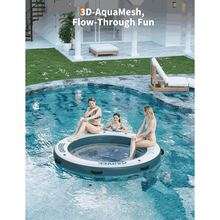 CuisinSmart 8FT Round Inflatable Floating Dock,6 Inch Hammock Tanning Pool With PVC Construction Supports 4-7 Adults Perfect For Lakes,Pools,Oceans Quick Inflate/Deflate - Blue - View 3