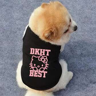 Sanrio 1pc DKHT BEST Letter Graphic Print Pet Vest, Polyester Material Suitable For Small Cats & Dogs, Indoor & Outdoor Casual Wear, Breathable Sun Protection