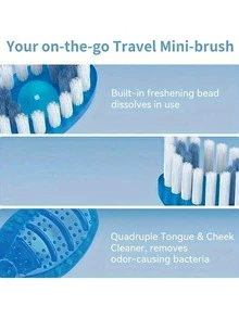 10-Pack Adult Toothbrushes With Mint, Green Tea, Peach Flavored Beads , Compact Head, Alcohol-Free, Unisex-Manual Travel Toothbrush Set For Fresh Breath & Dental Care Back To School - Multiple Colors - View 5