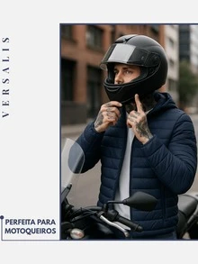 Men's Gominho Jacket Coat Blouse Intense Cold Motorcycle Nylon Bobojaco - Navy Blue - View 8