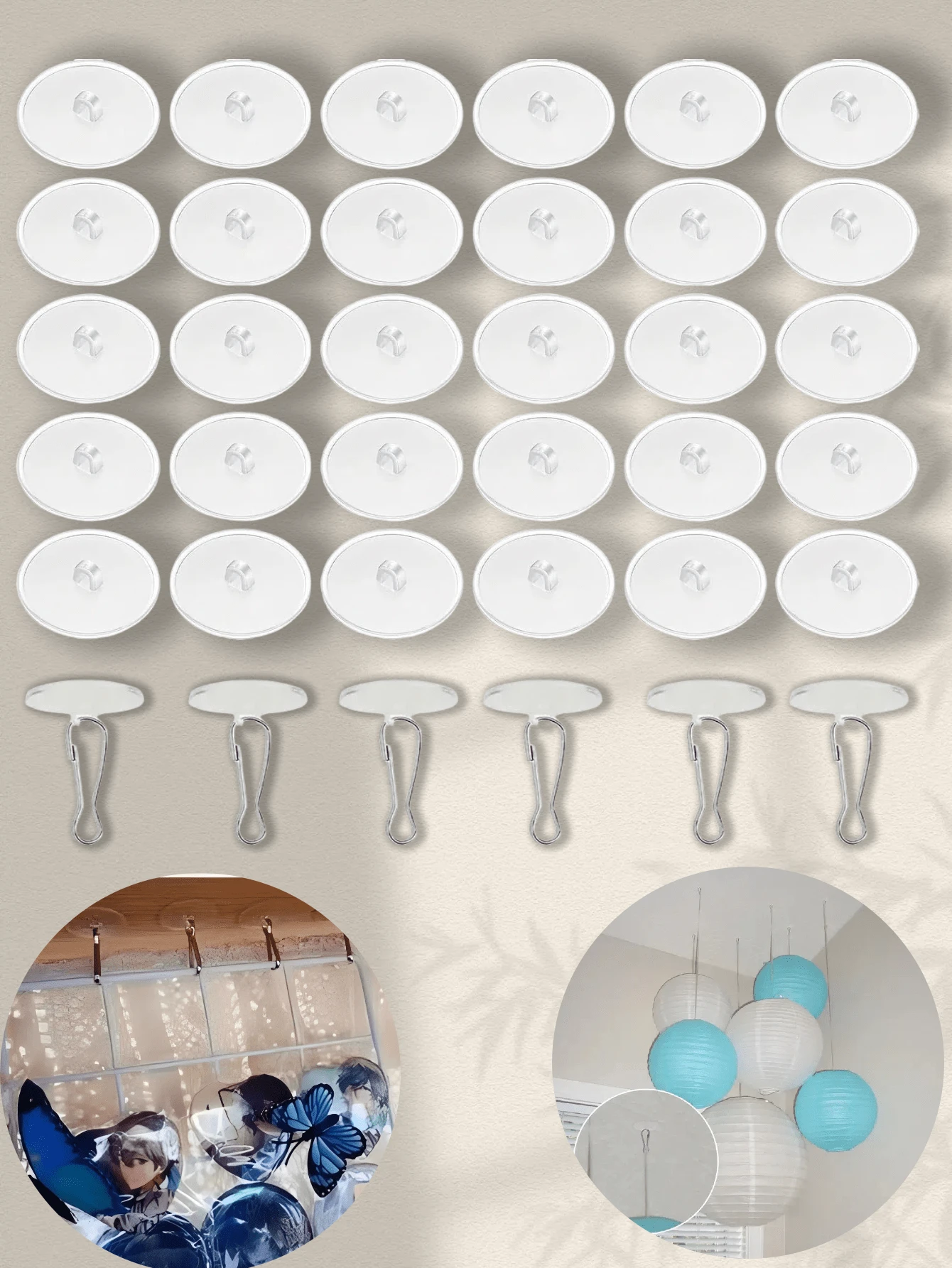 100pcs/Set Mini Transparent SelfAdhesive Hooks With Hanging Ring