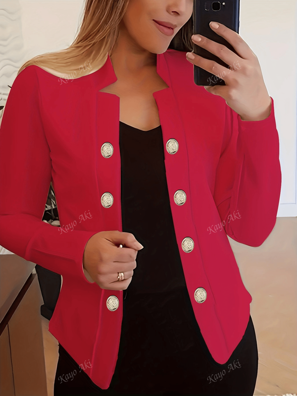 Women's Casual Solid Color Double-Breasted Long Sleeve Coat