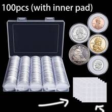 100 Pieces Of 30mm Coin Capsules With Transparent Plastic Silver Dollar Holders, Suitable For Collectors With Circular Coin Protective Covers, With Storage Boxes, Suitable For Morgan Silver Dollar Collection Items